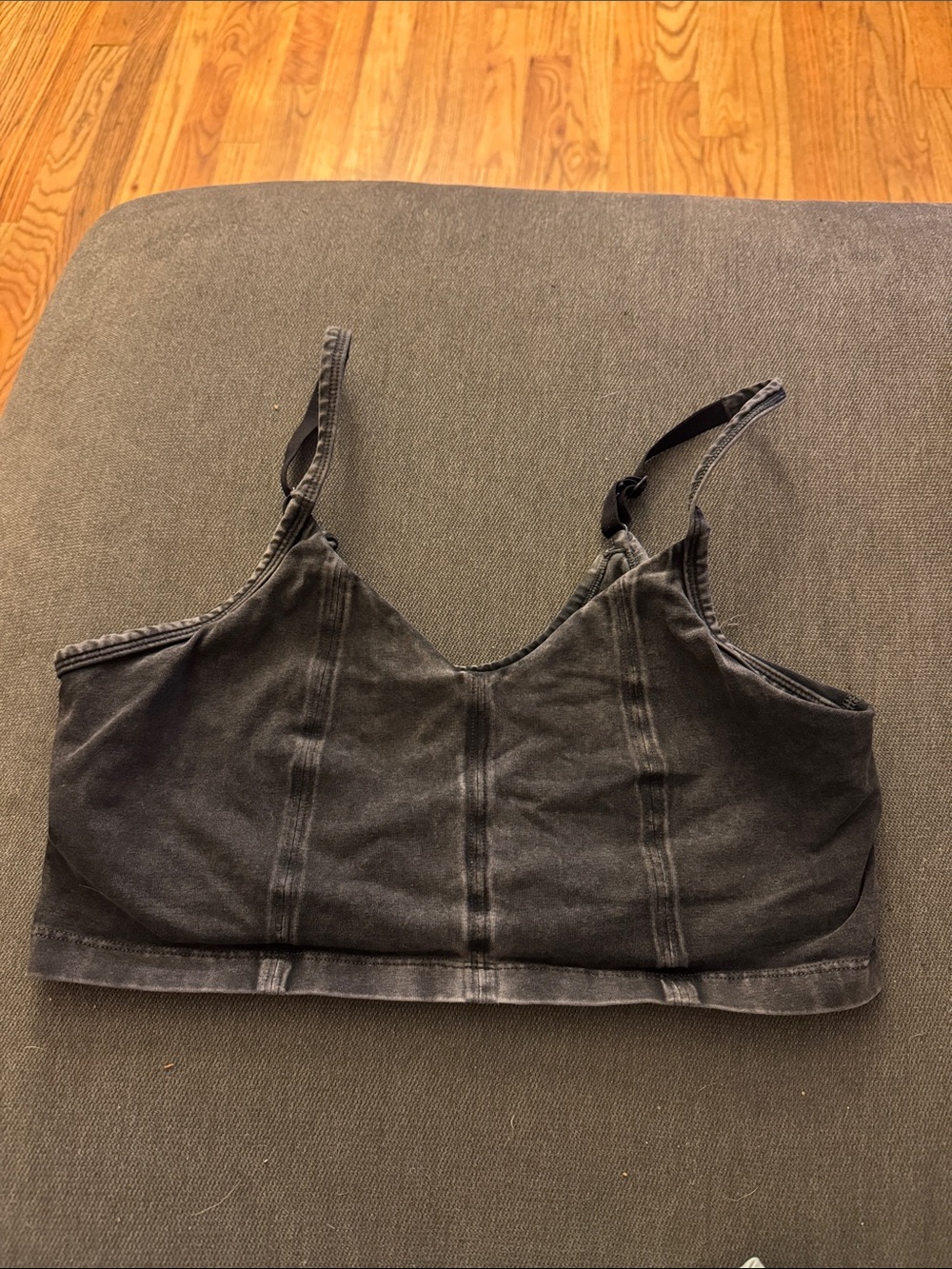Offline Washed Black Cropped Tank with Adjustable Straps